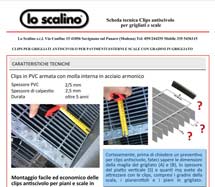 Scheda pdf delle caratteristiche tecniche delle clips antiscivolo in PVC per grigliati Lo Scalino