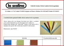 Scheda pdf delle caratteristiche tecniche delle strisce antiscivolo in gomma Lo Scalino